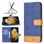 For Samsung Galaxy S21 Ultra 5G BF11 Color Matching Skin Feel Leather Phone Case(Blue)