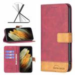 For Samsung Galaxy S21 Ultra 5G BF11 Color Matching Skin Feel Leather Phone Case(Red)