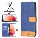 For Samsung Galaxy S21 5G BF11 Color Matching Skin Feel Leather Phone Case(Blue)