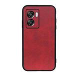 For OPPO A57 5G Accurate Hole Two-color Calf Texture PU Phone Case(Red)