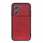 For OPPO K10 5G Accurate Hole Two-color Calf Texture PU Phone Case(Red)