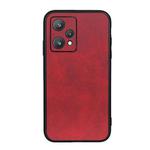 For OPPO Realme 9 Pro Accurate Hole Two-color Calf Texture PU Phone Case(Red)