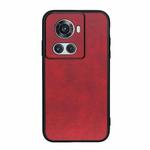 For OnePlus Ace Accurate Hole Two-color Calf Texture PU Phone Case(Red)