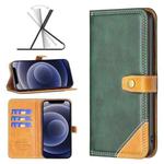 For iPhone 12 mini Color Matching Double Sewing Thread Leather Case (Green)
