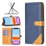 For iPhone 11 Color Matching Double Sewing Thread Leather Case (Blue)