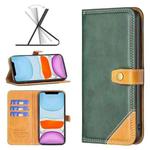 For iPhone 11 Color Matching Double Sewing Thread Leather Case (Green)