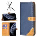 For iPhone 11 Pro Color Matching Double Sewing Thread Leather Case (Blue)