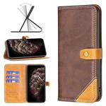 For iPhone 11 Pro Max Color Matching Double Sewing Thread Leather Case (Brown)