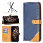 For iPhone 11 Pro Max Color Matching Double Sewing Thread Leather Case (Blue)