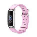 For Fitbit Luxe Mijobs Breathable Silicone Watch Band(Pink+Silver)