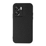 For OPPO A57 5G Accurate Hole Carbon Fiber Texture PU Phone Case(Black)