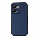 For OPPO A57 5G Accurate Hole Carbon Fiber Texture PU Phone Case(Blue)