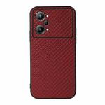 For OPPO K10 Pro 5G Accurate Hole Carbon Fiber Texture PU Phone Case(Red)