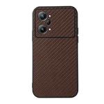 For OPPO K10 Pro 5G Accurate Hole Carbon Fiber Texture PU Phone Case(Brown)