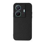For vivo S15e Accurate Hole Carbon Fiber Texture PU Phone Case(Black)