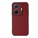 For vivo S15e Accurate Hole Carbon Fiber Texture PU Phone Case(Red)