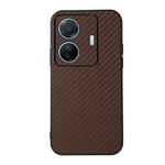 For vivo S15e Accurate Hole Carbon Fiber Texture PU Phone Case(Brown)
