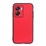 For OPPO A57 5G Accurate Hole Genuine Leather Phone Case(Red)
