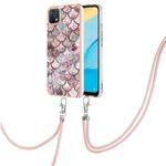 For OPPO A15 / A15s Electroplating IMD TPU Phone Case with Lanyard(Pink Scales)