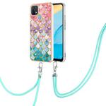 For OPPO A15 / A15s Electroplating IMD TPU Phone Case with Lanyard(Colorful Scales)