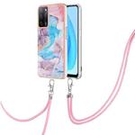 For OPPO A53s 5G / A55 5G Electroplating IMD TPU Phone Case with Lanyard(Blue Marble)