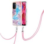 For OPPO A74 5G / A93 5G Electroplating IMD TPU Phone Case with Lanyard(Blue Marble)