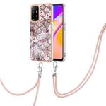 For OPPO A94 5G / A95 5G Electroplating IMD TPU Phone Case with Lanyard(Pink Scales)