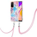 For OPPO A94 5G / A95 5G Electroplating IMD TPU Phone Case with Lanyard(Blue Marble)
