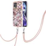 For OPPO Realme 8i Electroplating IMD TPU Phone Case with Lanyard(Pink Scales)