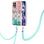 For OPPO Realme 8i Electroplating IMD TPU Phone Case with Lanyard(Colorful Scales)