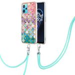 For OPPO Realme 9 Pro+ 5G Electroplating IMD TPU Phone Case with Lanyard(Colorful Scales)