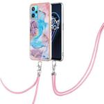 For OPPO Realme 9 Pro+ 5G Electroplating IMD TPU Phone Case with Lanyard(Blue Marble)