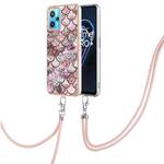 For OPPO Realme 9 Pro 5G Electroplating IMD TPU Phone Case with Lanyard(Pink Scales)