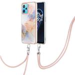 For OPPO Realme 9 Pro 5G Electroplating IMD TPU Phone Case with Lanyard(White Marble)