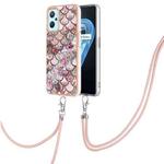 For OPPO Realme 9i / A36 / A96 4G Electroplating IMD TPU Phone Case with Lanyard(Pink Scales)