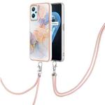 For OPPO Realme 9i / A36 / A96 4G Electroplating IMD TPU Phone Case with Lanyard(White Marble)