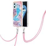 For OPPO Realme 9i / A36 / A96 4G Electroplating IMD TPU Phone Case with Lanyard(Blue Marble)