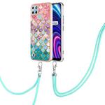 For OPPO Realme C21Y / C25Y Electroplating IMD TPU Phone Case with Lanyard(Colorful Scales)