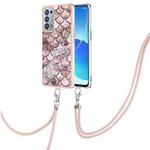 For OPPO Reno6 Pro+ 5G / Reno6 Pro Electroplating IMD TPU Phone Case with Lanyard(Pink Scales)