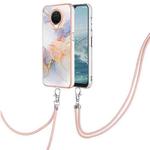 For Nokia G20 / G10 Electroplating IMD TPU Phone Case with Lanyard(White Marble)