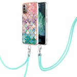 For Nokia G21 / G11 Electroplating IMD TPU Phone Case with Lanyard(Colorful Scales)