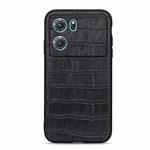 For OPPO K10 5G Accurate Hole Crocodile Texture Genuine Leather Phone Case(Black)