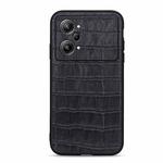 For OPPO K10 Pro 5G Accurate Hole Crocodile Texture Genuine Leather Phone Case(Black)