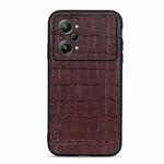 For OPPO K10 Pro 5G Accurate Hole Crocodile Texture Genuine Leather Phone Case(Brown)