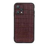 For OPPO Realme 9 Pro Accurate Hole Crocodile Texture Genuine Leather Phone Case(Brown)