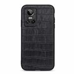 For OPPO Realme GT Neo 3 Accurate Hole Crocodile Texture Genuine Leather Phone Case(Black)