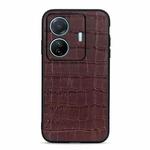 For vivo S15e Accurate Hole Crocodile Texture Genuine Leather Phone Case(Brown)