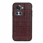 For OnePlus Ace Accurate Hole Crocodile Texture Genuine Leather Phone Case(Brown)