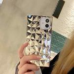 For iPhone 11 Square Diamond Texture Electroplated TPU Phone Case (Silver)