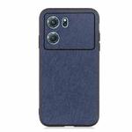 For OPPO K10 5G Accurate Hole Cross Texture Genuine Leather Phone Case(Blue)